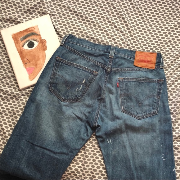 Levi’s 501 Straight Leg Button Fly Splatter Jeans - Picture 2 of 5